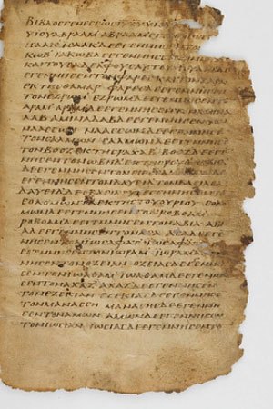 Ukázak 1. kapitoly Matoušova evangelia ve Washingtonově kodexu